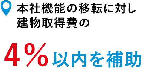 本社機能の移転に対し建物取得費の4％以内を補助